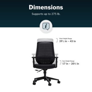 Vari Essential Task Chair - Varidesk Ergonomic Home Office Chair with Comfortable Mesh, Lumbar & Back Support, Adjustable Height - Ideal for Computer Desk - Easy Assembly - Black