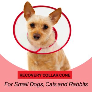 Vivifying Pet Cone for Small Dogs and Cats, Adjustable 5.7-8 Inches Recovery Cone, Lightweight Elizabethan Collar for Cats, Puppy and Small Dogs (Red)