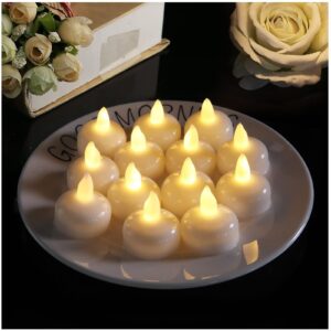 Gouccpu Water Activated Tea Lights, Waterproof Flameless Tea Lights, 12 Pack Floating LED Candles for Centerpieces, Bathtub Wedding Decorative Floating Tealight Candles Battery Operated Warm White