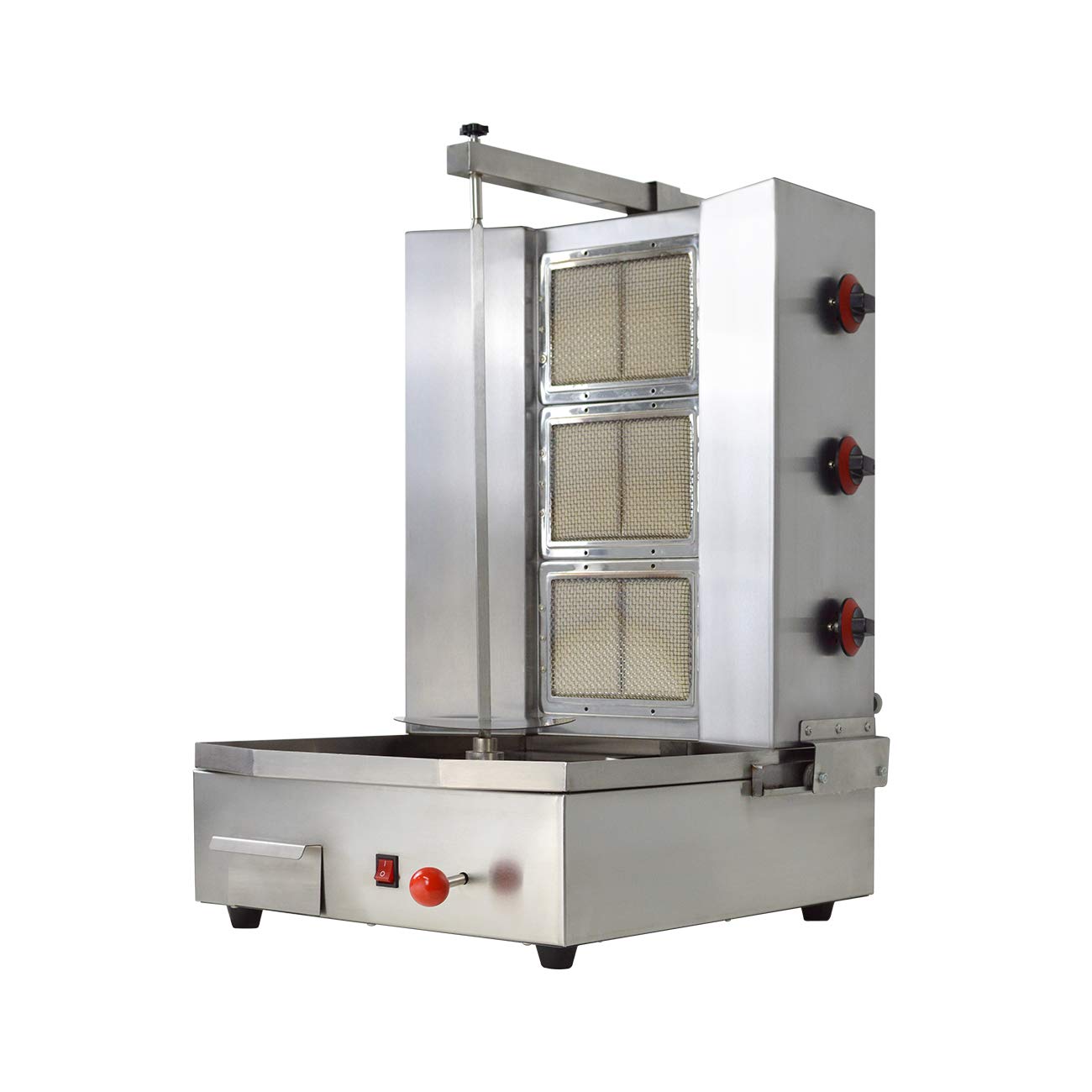 BNDHKR Shawarma Propane Gyro Machine Gas Kebab Doner Automatic Vertical Broiler with 3 Burners