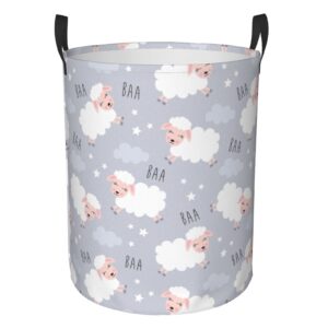 fehuew cute baa sheep clouds collapsible laundry basket with handle waterproof fabric hamper laundry storage baskets organizer large bins for dirty clothes,toys,bathroom