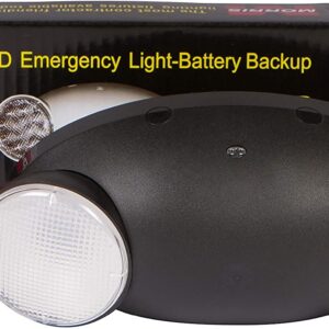 Morris Products Micro LED Emergency Light – Black, Standard Type - 33 Lumens - Energy Saving Emergency Lighting Unit – Compact Design – Thermoplastic Housing - Rechargeable, 5-Pack