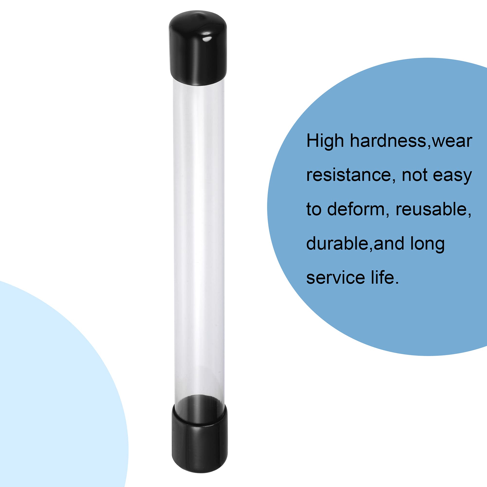 MECCANIXITY Clear Storage Tube 13/16" x 9"(20mm x 230mm) Lightweight for Bead Containers, Craft, DIY with Black Caps