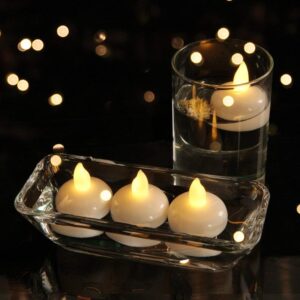 Gouccpu Water Activated Tea Lights, Waterproof Flameless Tea Lights, 12 Pack Floating LED Candles for Centerpieces, Bathtub Wedding Decorative Floating Tealight Candles Battery Operated Warm White