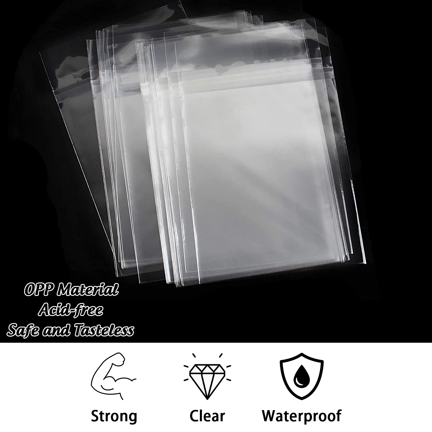 AUEAR 8" x 10" (100 Pack) Clear Plastic Sleeves - Acid Free 1.6mil Crystal Resealable Clear Bags -Fit for 8x10 Prints & Photos, Handicraft