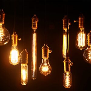 E26 40W Vintage Light Bulb T9/T185 Antique Filament Lamp T10/T30 Long Tubular Bulb Retro Amber Incandescent Light for Chandelier Pendant Industrial Hanging Light 2200K Warm White AC 110V Pack of 4