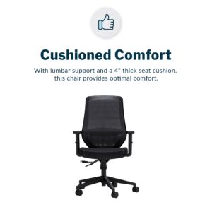 Vari Essential Task Chair - Varidesk Ergonomic Home Office Chair with Comfortable Mesh, Lumbar & Back Support, Adjustable Height - Ideal for Computer Desk - Easy Assembly - Black