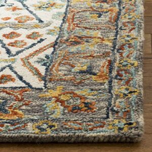 SAFAVIEH Aspen Collection X-Large Area Rug - 11' x 15', Ivory & Blue, Handmade Boho Wool, Ideal for High Traffic Areas in Living Room, Bedroom (APN308A)