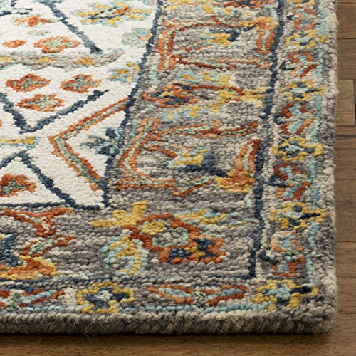 SAFAVIEH Aspen Collection X-Large Area Rug - 11' x 15', Ivory & Blue, Handmade Boho Wool, Ideal for High Traffic Areas in Living Room, Bedroom (APN308A)