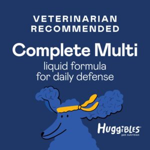 HUGGIBLES All-in-One Multi Liquid Multivitamin for Dogs and Cats – Daily Supplement with Digestive, Immunity, Allergy & Skin & Coat Support, Mobility Support – Antioxidant Blend for Longevity, 2oz