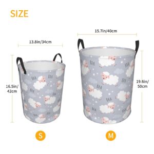 FeHuew Cute Baa Sheep Clouds Collapsible Laundry Basket with Handle Waterproof Fabric Hamper Laundry Storage Baskets Organizer Large Bins for Dirty Clothes,toys,Bathroom