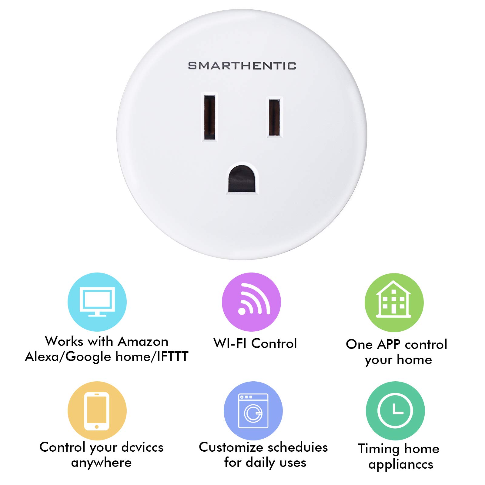 Smart Plug, WiFi Light Switch, Outlet Timer, Amazon Alexa Google Home Voice, APP and Remote Control, Smart Devices, Gadgets, Home Improvement Outlet Extender, 2.4ghz Network, Pack of (1)