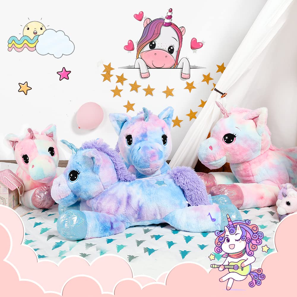 Muiteiur 43.4" Large Pink Unicorn Plush Pillow - Soft Stuffed Animal Toy Gift for Girls