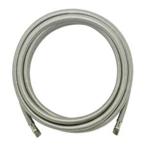 ice maker hose 25 ft, stainless steel braided refrigerator ice maker connector water supply line with 1/4" comp by 1/4" comp connection