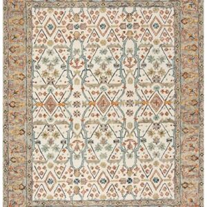 SAFAVIEH Aspen Collection X-Large Area Rug - 11' x 15', Ivory & Blue, Handmade Boho Wool, Ideal for High Traffic Areas in Living Room, Bedroom (APN308A)