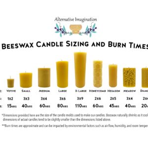 Large Beeswax Pillar Candles - 2 Pack of 100% Pure Beeswax Candles - 3x6 Large Candles, Clean Burning, 80 Hours Each - Smokeless, Dripless, Unscented Candles - Alternative Imagination