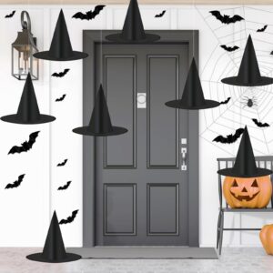 8 pack halloween decorations black witch hat, indoor halloween decorations outdoor hanging witch hat decor