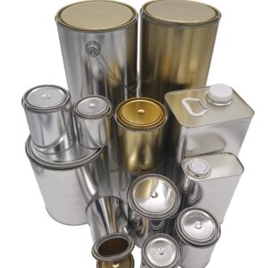 AUTORIND Metal Quart Size Paint Can (2 Pack), Empty Quality Tinplate Unlined Cans w/Lids, Silver Color and0 Recyclable