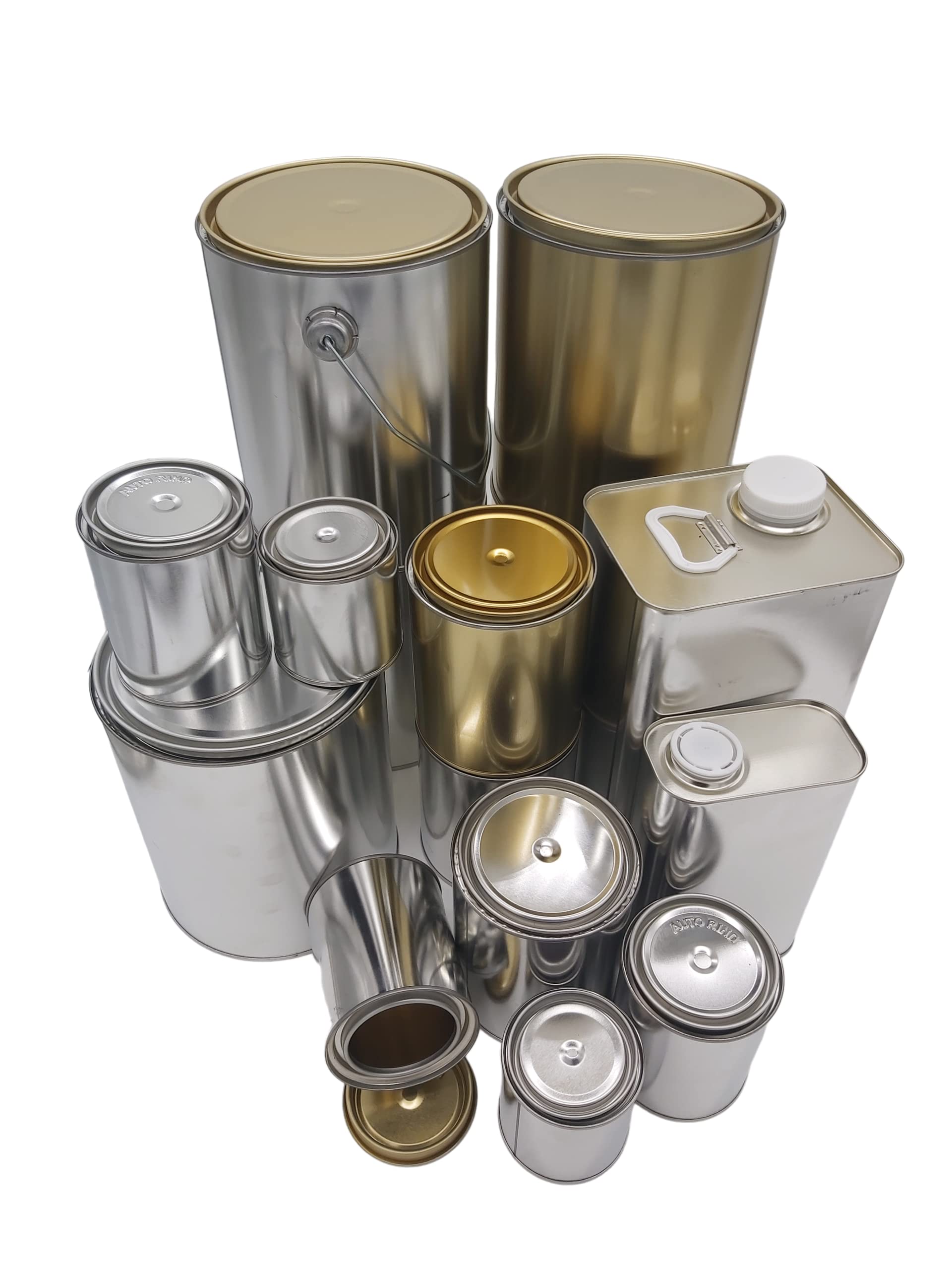 AUTORIND Metal Quart Size Paint Can (2 Pack), Empty Quality Tinplate Unlined Cans w/Lids, Silver Color and0 Recyclable