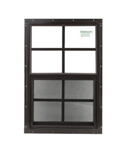 12" w x 18" t brown flush aluminum shed windows tempered glass vertical slider with screen