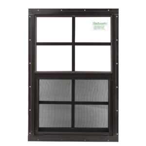 12" w x 18" t Brown Flush Aluminum shed Windows Tempered Glass Vertical Slider with Screen