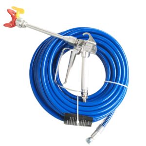 65ft Hose Kit & Airless Spray Gun with 8” Extension Pole, Including Tip Guard and 517 Tip, 3600 PSI Max x 1/4" Airless Paint Spray Hose ，Blue Color (20 Meter)