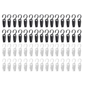 frcctre 60 pack laundry hooks clip, 4.3" super strong plastic swivel hanging clothes pins curtain clips, 360°rotating family travel hook for drying clothes hat towel sock gloves, black and white