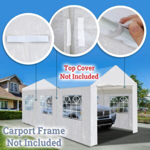 YardGrow 10'x20’ Carport Sidewall only Tent Replacement Kit Enclosed Panels with 2 Sidewalls and 2 Doors, 1 Door with Zipper