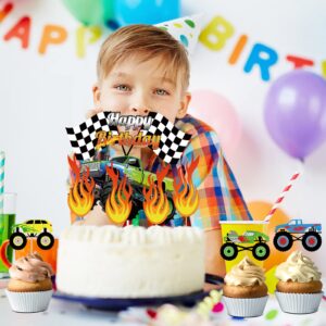 Censen 48 Pcs Truck Cake Topper Birthday Party Supplies Truck Cake Decorations Racing Car Birthday Cake Cupcake Topper Blaze Birthday Cake Topper for Kids Baby Shower Car Party Favors