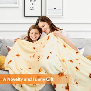 60 In Burrito Tortilla Blanket Bed Throw Adult Size Cozy Plush Blanket for Bedroom Sofa Flannel Blanket Christmas Gift for Teen Kids (Burrito 60")