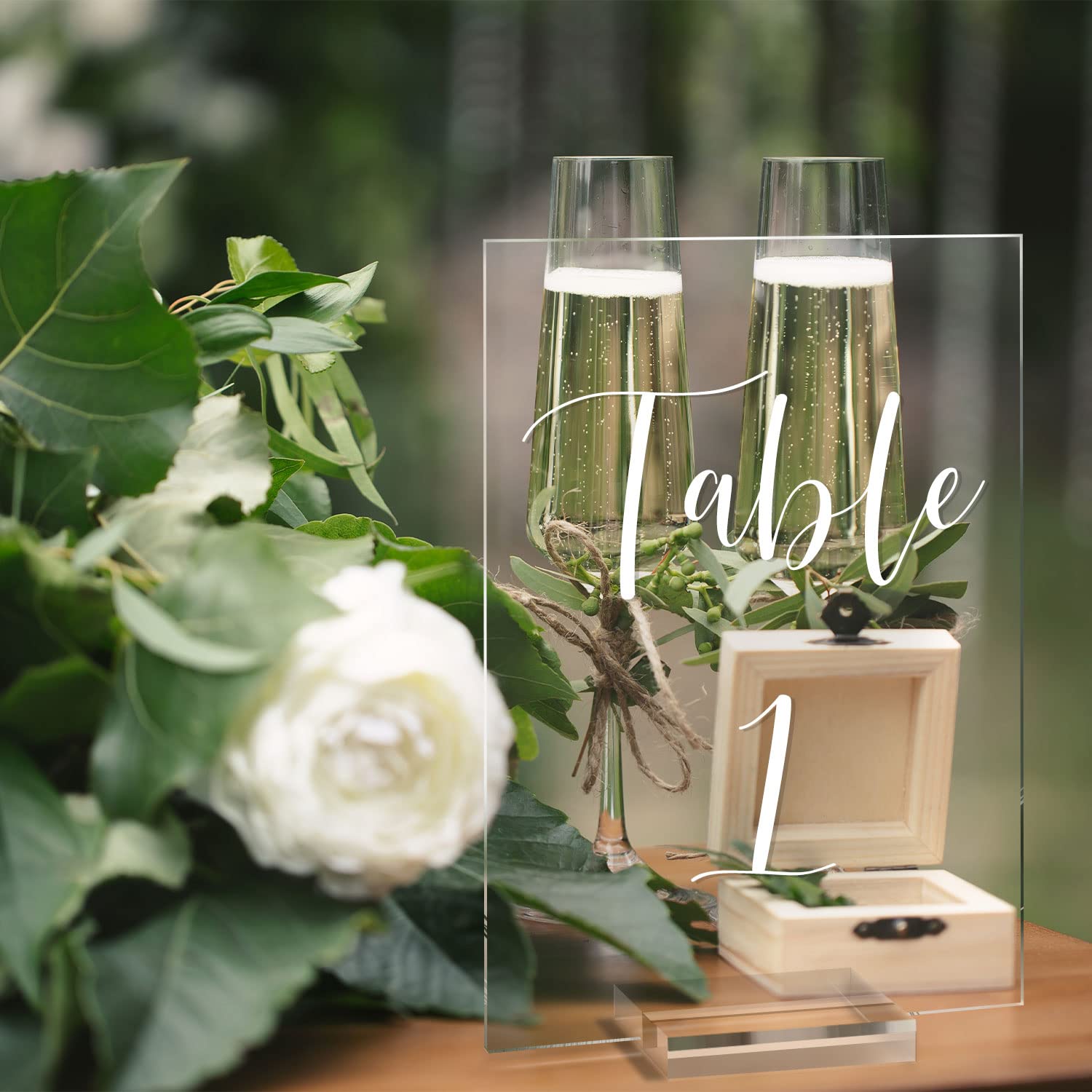 UNIQOOO Acrylic Wedding Table Numbers 1-15 with Stands | 4x6 inch Printed Calligraphy, Clear Table Number Signs and Holders | Perfect for Wedding Reception, Centerpiece Decoration, Event, Party