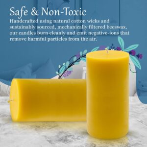 Large Beeswax Pillar Candles - 2 Pack of 100% Pure Beeswax Candles - 3x6 Large Candles, Clean Burning, 80 Hours Each - Smokeless, Dripless, Unscented Candles - Alternative Imagination