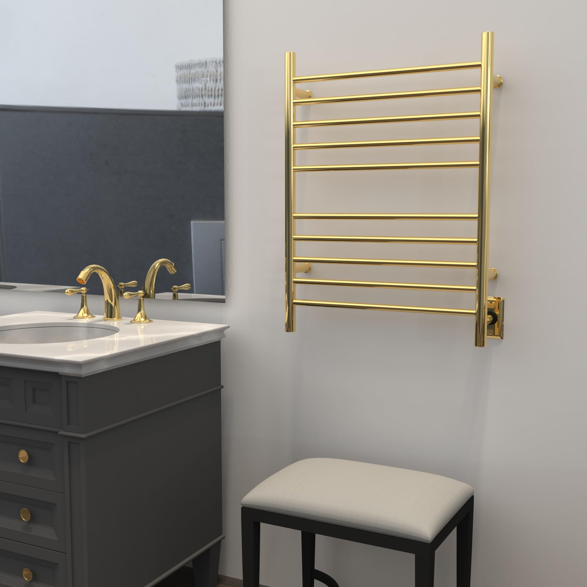 Amba RWH-SPG Radiant Hardwired + Plug-in Combo Straight 10 Bar Towel Warmer in Polished Gold