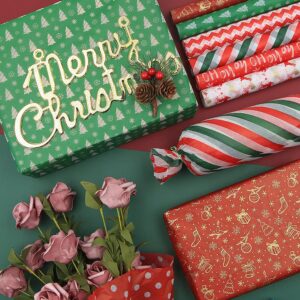 Christmas Tissue Paper for Gift Wrapping Bags, Colored Tissue Paper Christmas, 60 Sheets 20 x 20 Inches Per Sheet 12 Designs 5 Sheets Each Design for Gift Wrapping, Xmas Wrapping Bags and Wine Bottles