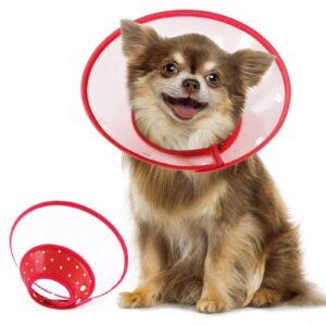 vivifying pet cone for small dogs and cats, adjustable 5.7-8 inches recovery cone, lightweight elizabethan collar for cats, puppy and small dogs (red)