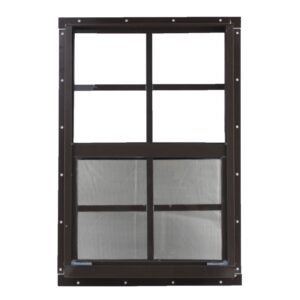 12" w x 18" t Brown Flush Aluminum shed Windows Tempered Glass Vertical Slider with Screen