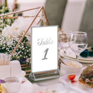 18 Pieces Frames Table Numbers Clear Table Sign Double Sided Picture Frame Table Number Holder Acrylic Sign Holder for Wedding Table Numbers, Menu Holder, Photo Frame (Silver, 5 x 7 Inches)