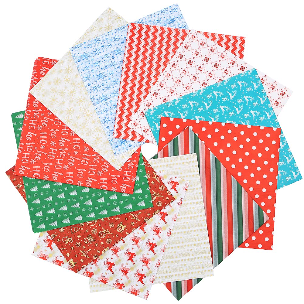 Christmas Tissue Paper for Gift Wrapping Bags, Colored Tissue Paper Christmas, 60 Sheets 20 x 20 Inches Per Sheet 12 Designs 5 Sheets Each Design for Gift Wrapping, Xmas Wrapping Bags and Wine Bottles