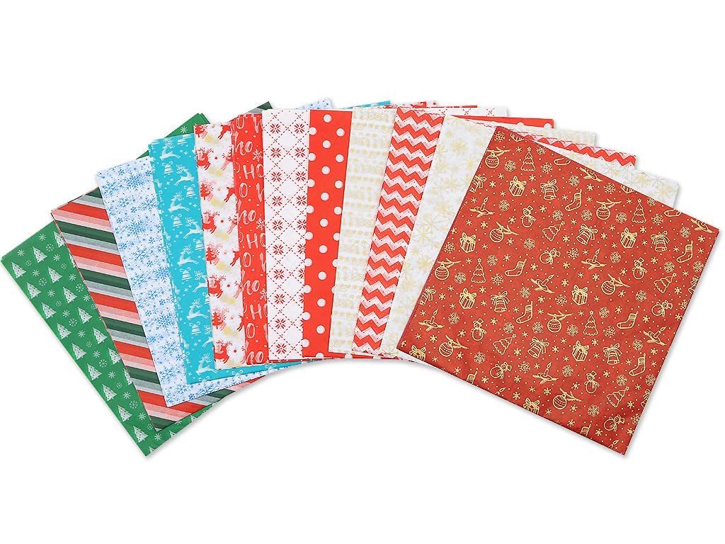 Christmas Tissue Paper for Gift Wrapping Bags, Colored Tissue Paper Christmas, 60 Sheets 20 x 20 Inches Per Sheet 12 Designs 5 Sheets Each Design for Gift Wrapping, Xmas Wrapping Bags and Wine Bottles