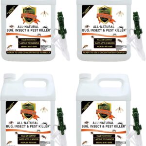 Natural Bug, Insect & Pest Killer & Control Including Fleas, Ticks, Ants, Spiders, Bed Bugs, Dust Mites, Roaches and More for Indoor and Outdoor Use, 128 oz Gallon Case of 4