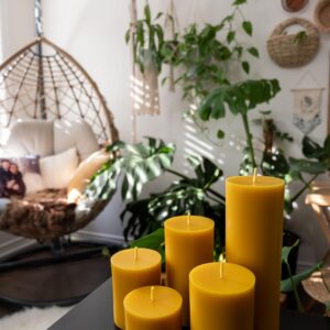 Large Beeswax Pillar Candles - 2 Pack of 100% Pure Beeswax Candles - 3x6 Large Candles, Clean Burning, 80 Hours Each - Smokeless, Dripless, Unscented Candles - Alternative Imagination