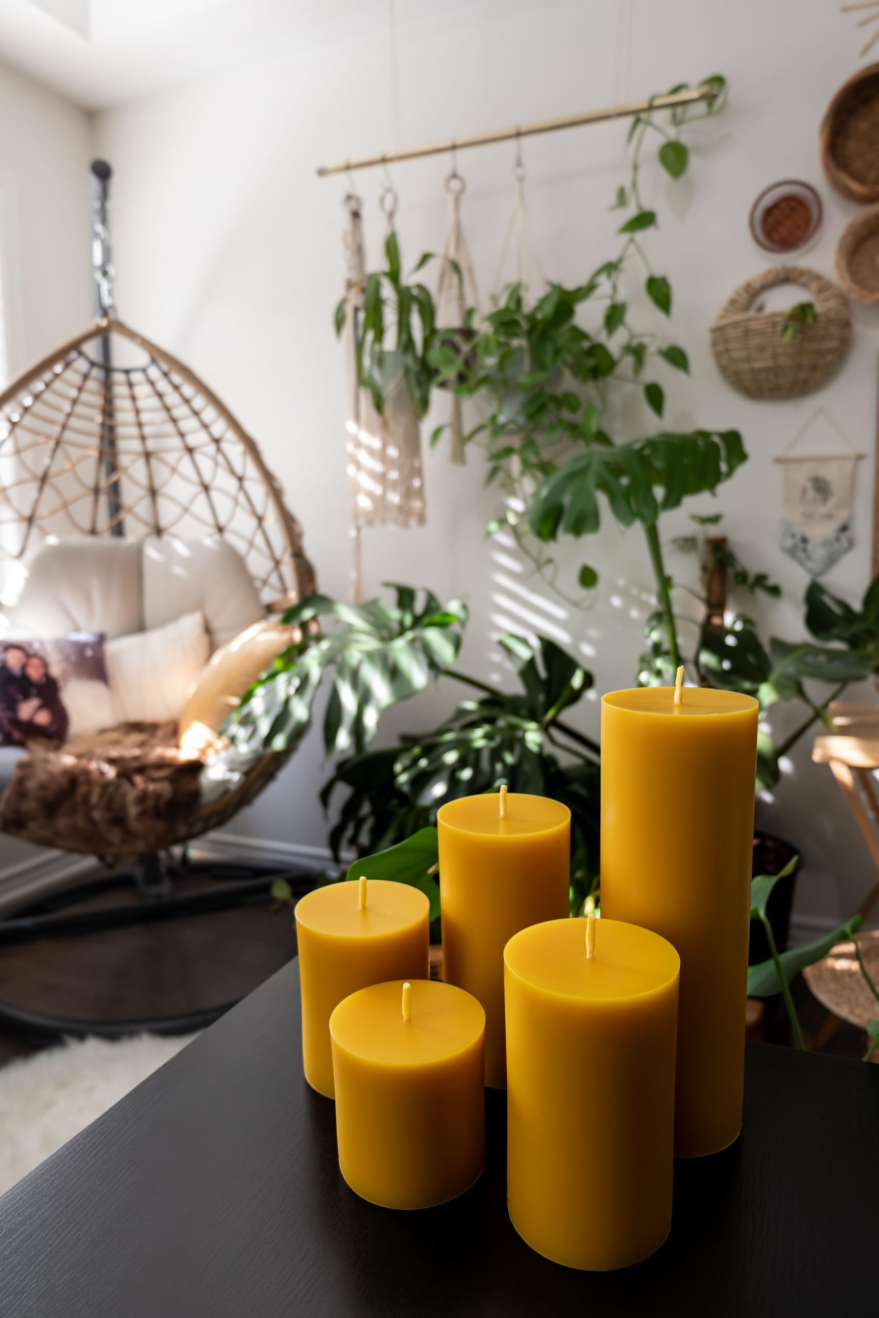 Large Beeswax Pillar Candles - 2 Pack of 100% Pure Beeswax Candles - 3x6 Large Candles, Clean Burning, 80 Hours Each - Smokeless, Dripless, Unscented Candles - Alternative Imagination