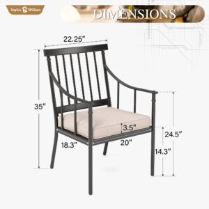 Sophia & William Metal Outdoor Dining Chairs with Seat Cushion, Black Patio Chairs Set of 4, Patio Bistro Conversation Furniture Set for Porch Yard Balcony, Load Capacity: 300lbs