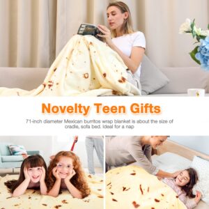 71 In Burrito Tortilla Blanket Bed Throw Adult Size Cozy Plush Blanket for Bedroom Sofa Flannel Blanket Christmas Gift for Teen Kids (Burrito 71")