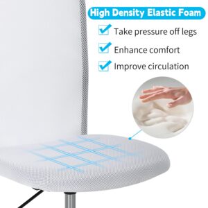 Armless Office Chair Ergonomic Desk Chair No Arms Mesh Computer Chair Adjustable Height Task Chair Rolling Swivel Chair Small Chair Executive Chair with Lumbar Support, White