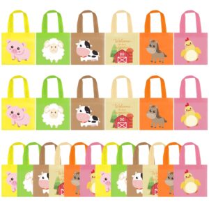 banballon farm animal party favor bags barnyard birthday goodie treat bags reusable gift bags for farm theme birthday party classroom baby shower supplies, pack of 24