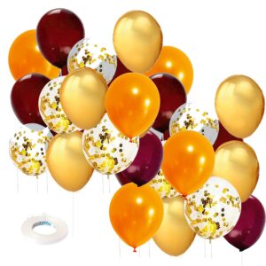 fall balloons/maroon and orange balloons fall birthday party decorations thanksgiving decorations 20pcs burgundy orange gold confetti balloons for fall bridal shower decorations