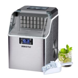 Innotic Ice Maker Machine Countertop, 24 Cubes Ready in 15 Mins with Ice Scoop and Basket, 44lbs/24H Portable Compact Ice Machine, Self-Cleaning Ice Cube Makers, Perfect for Home, Party, Office Bar