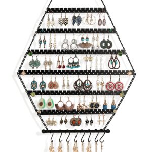 handrong Earring Organizer Hanging Earring Organizer Wall Earring Organizer Wall Mount Hanging Earring Holder Wall Jewelry Organizer Wall Mounted Jewelry Organizer Hexagon