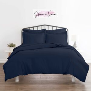 navy blue duvet covers oversize king size brushed microfiber soft light-weight, king duvet cover set - 3 pieces with zipper closure, 1 duvet cover 98x120 inches and 2 pillow cases